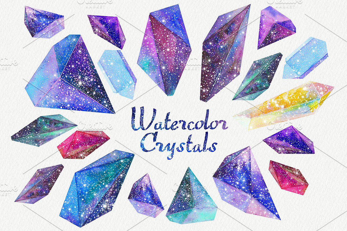 Watercolor crystals set, an Object Illustration by Librebird (Photo 1 of 4)