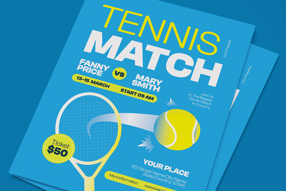 Tennis Match Flyer, a Flyer Template by graphicook (Photo 3 of 6)
