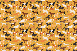 Seamless Patterns With Horses