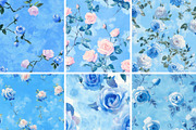 Sky Blue Serenity Roses Seamless, a Pattern Graphic by PrintablesByFranklyn (Thumbnail 4 of 4)