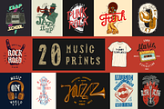 20+ Music Prints Set, an Illustration by hand draw (Thumbnail 1 of 2)