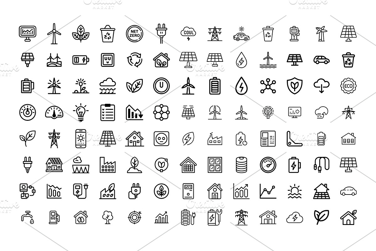 Energy & Sustainability Line Icons, an Outline Icon by gstudiovect21 (Photo 4 of 5)