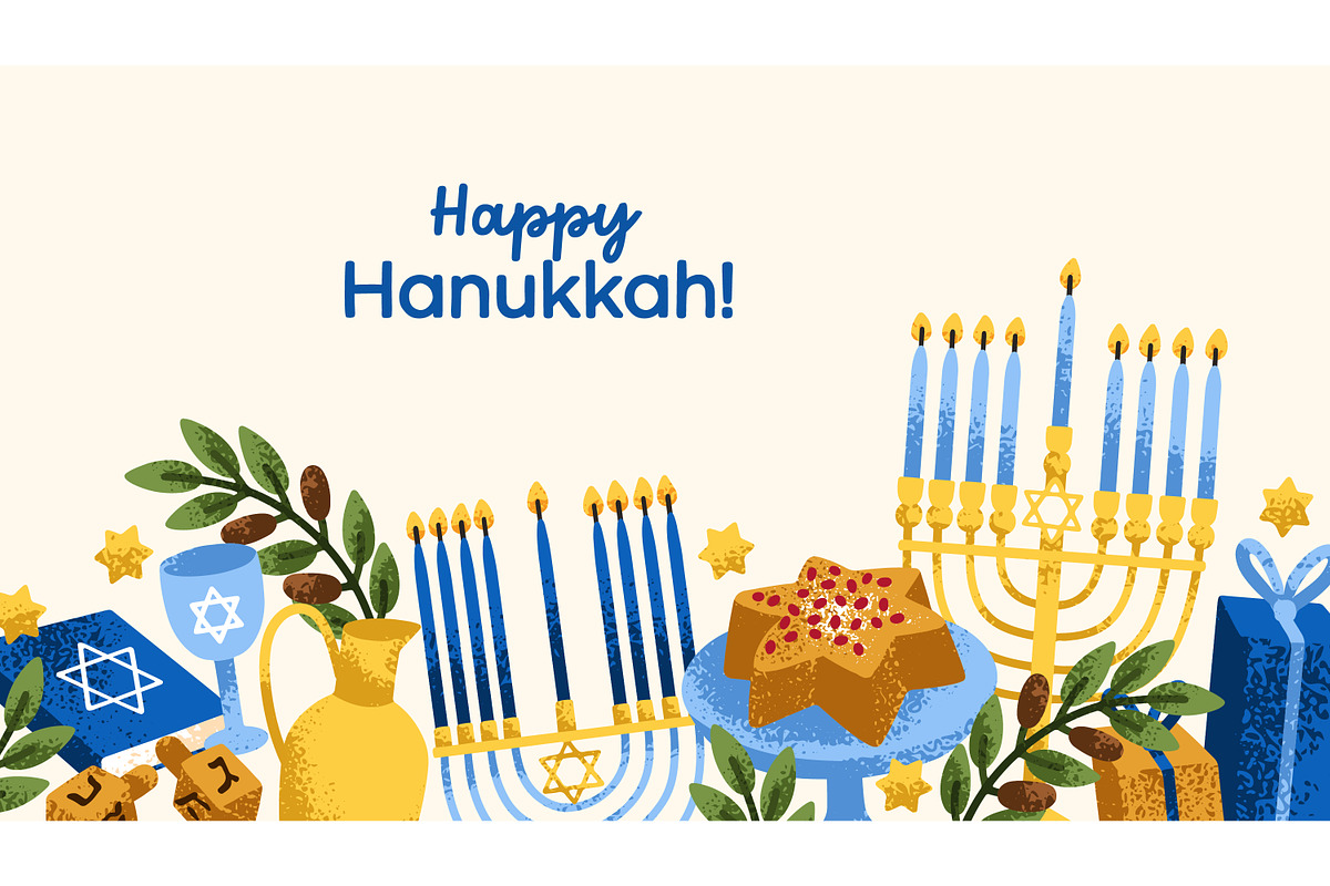 Happy Hanukkah banner background, a Seasonal Illustration by Good Studio (Photo 2 of 3)