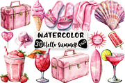 Pink Coquette Hello Summer Clipart, an Illustration by Black Bird Studio (Thumbnail 1 of 6)