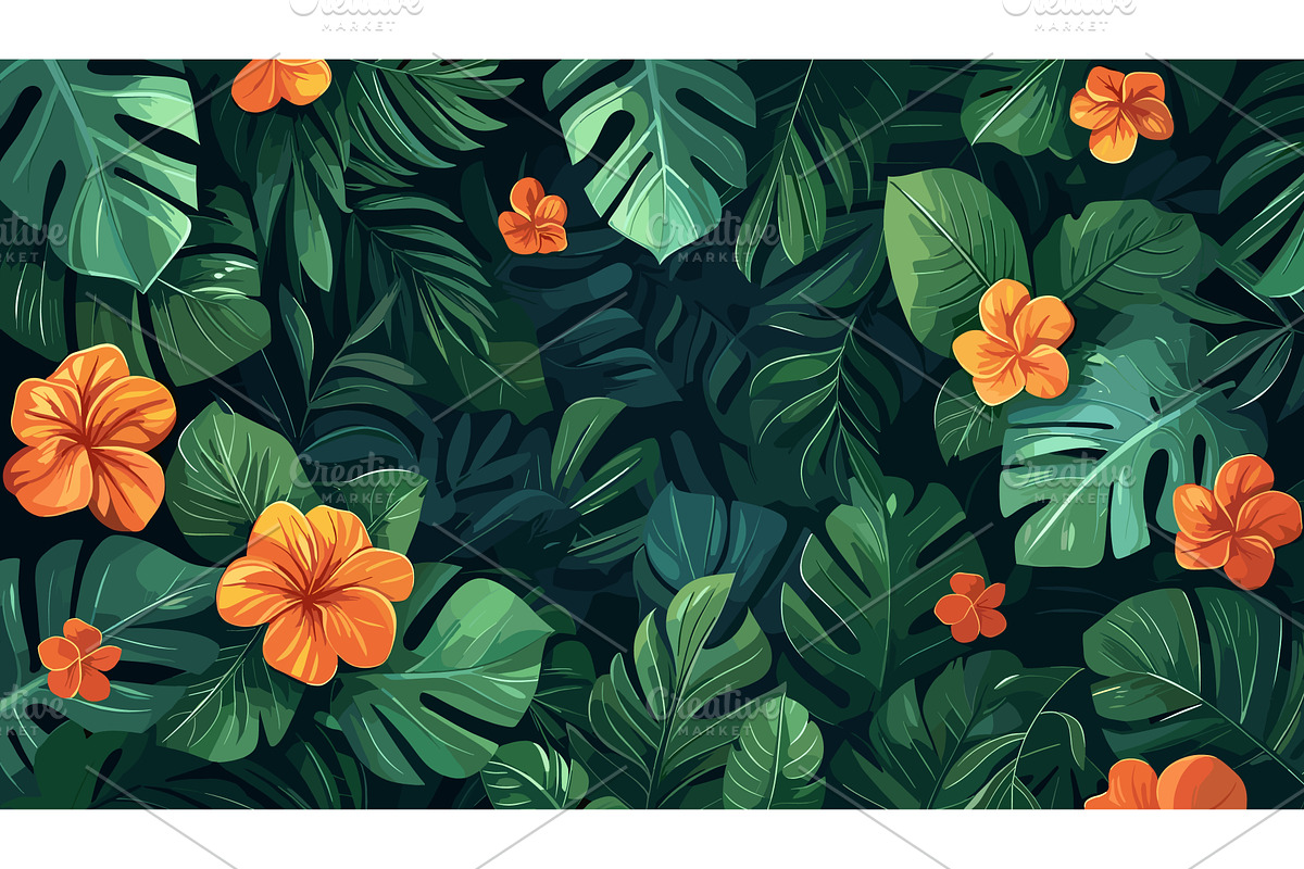 Jungle background. Tropical green, an Illustration by Valerie Bodnar