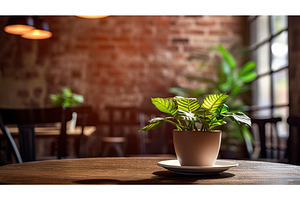 shelf blurred interior plant ai, a Background Photo by pikepicture