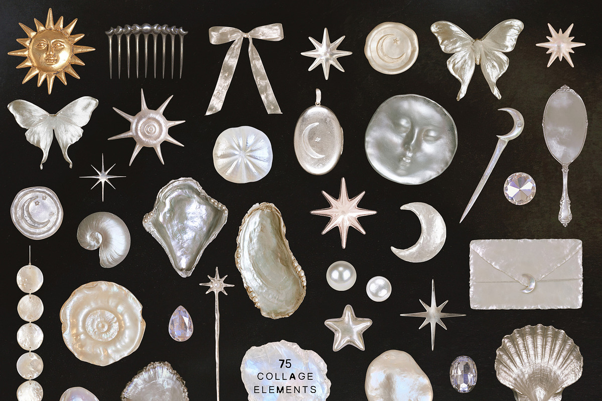 Moon Girl: Celestial Collage Kit, an Object Graphic by lerinartstudio (Photo 6 of 10)