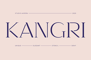 Kangri: Unique Elegant Stencil Serif, a Serif Font by Studio Aurora