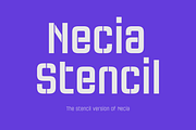 Necia Stencil Font Family, a Sans Serif Font by Graviton Font Foundry (Thumbnail 1 of 2)