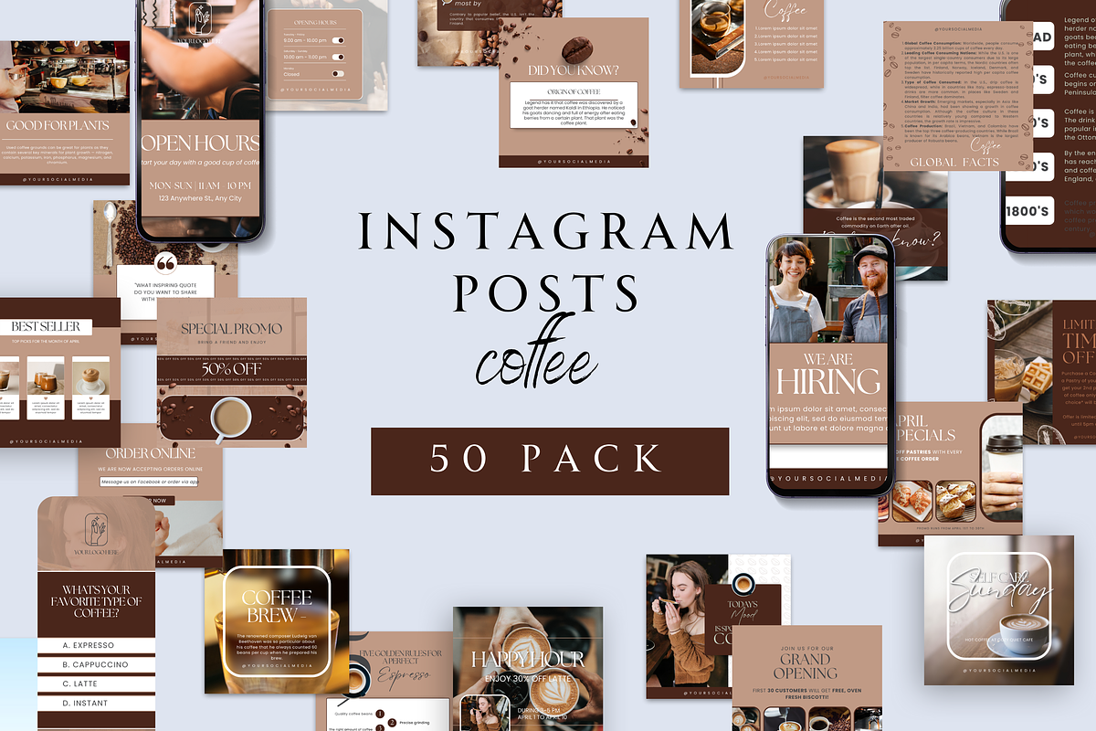 COFFEE INSTAGRAM POST TEMPLATES, a Social Media Template by Daring Digies (Photo 2 of 9)