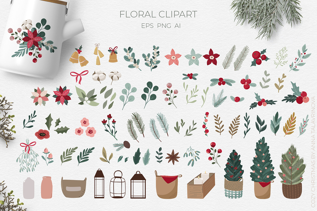 Cozy Christmas pattern & clipart, a Seasonal Illustration by Cozy pattern shop (Photo 6 of 13)
