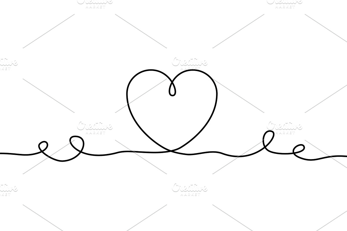 A single black line forms a heart, an Illustration by Woters little shop