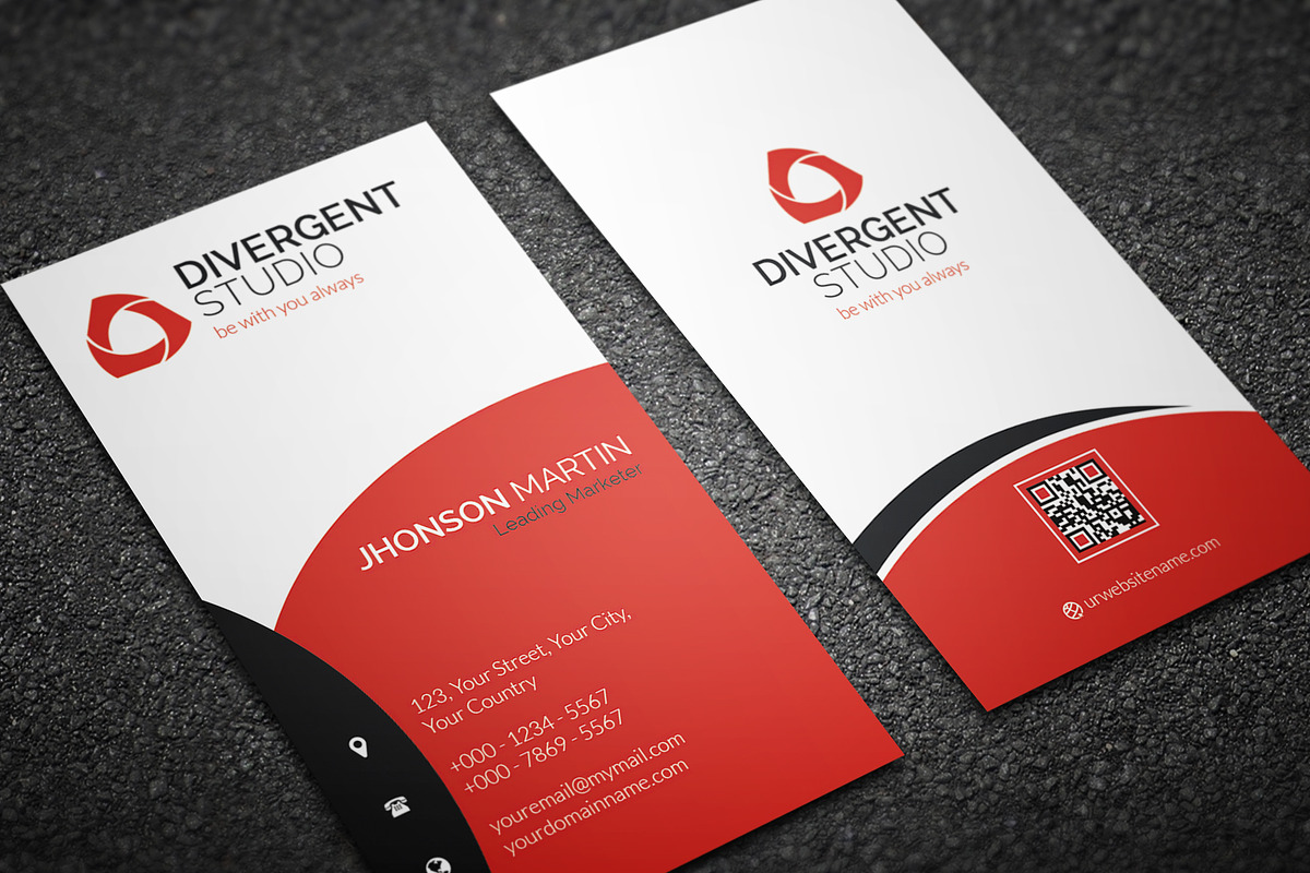 Simple Vertical Business Card, a Business Card Template by Divergent Studio (Photo 1 of 5)