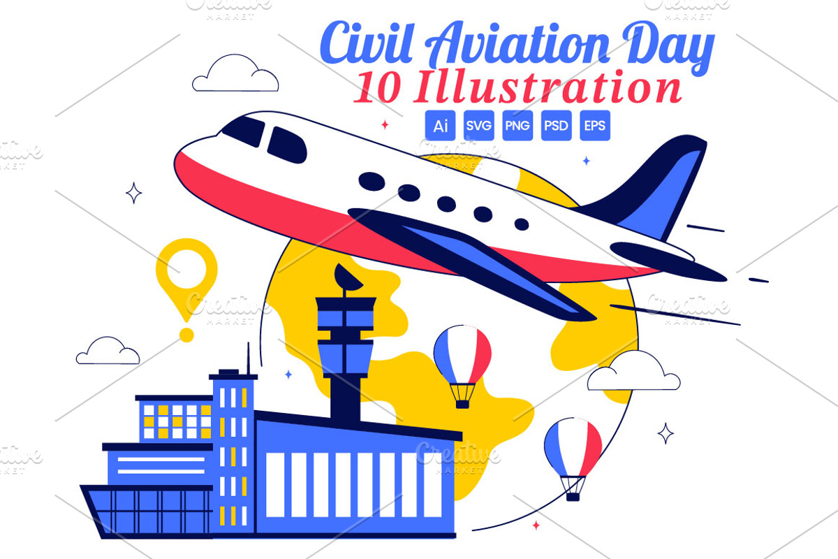10 International Civil Aviation Day, a Transportation Illustration by denayunebgt (Photo 1 of 4)
