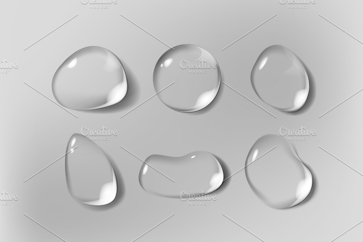 Realistic water drops set, an Illustration by George Rod (Photo 4 of 5)
