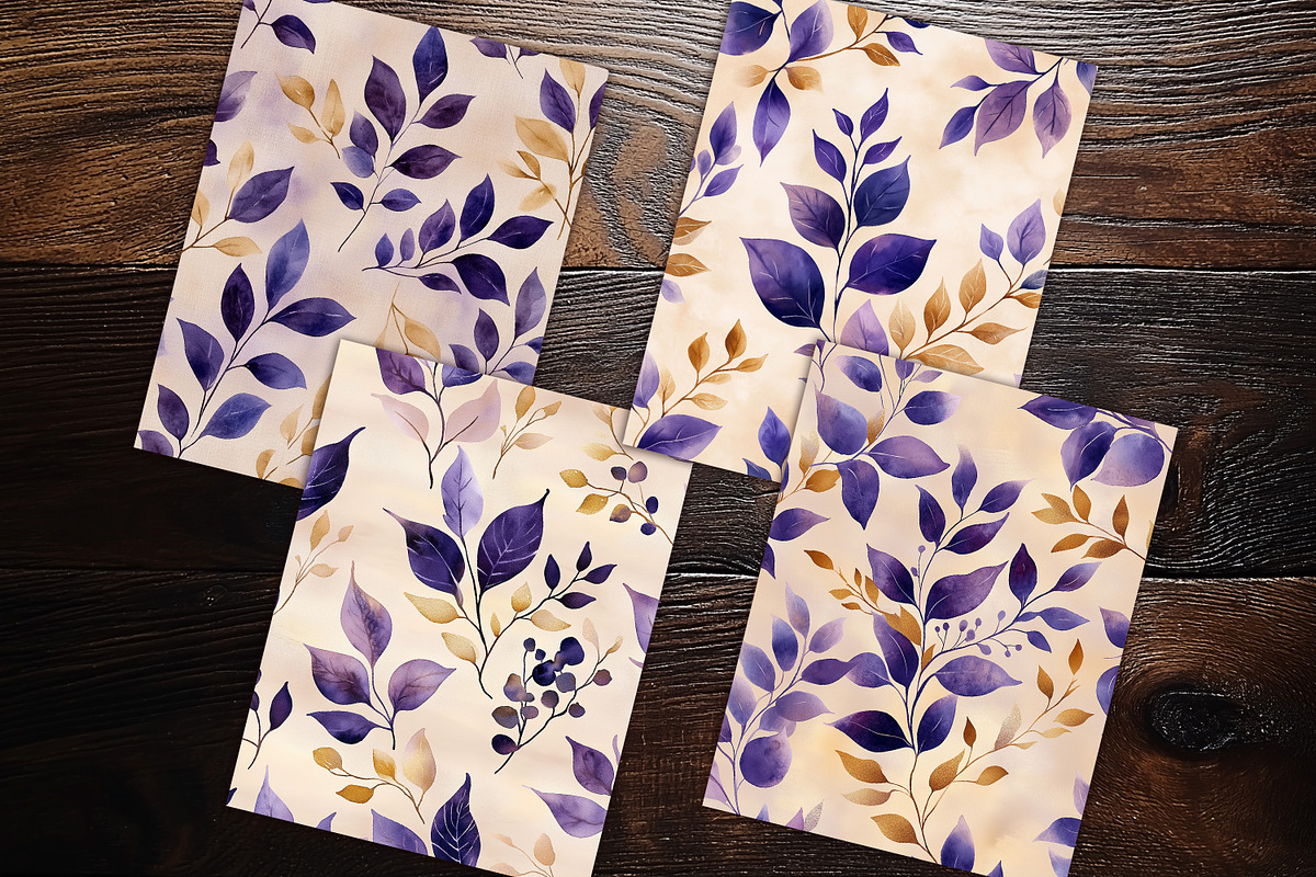 Elegant Purple Leaves Digital Paper, a Background Graphic by V Design Creator (Photo 9 of 12)
