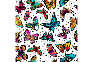 Butterfly Seamless Pattern. Cute