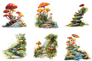 Mushroom Pathways Clipart, an Illustration by DreamArtGraphic (Thumbnail 2 of 4)