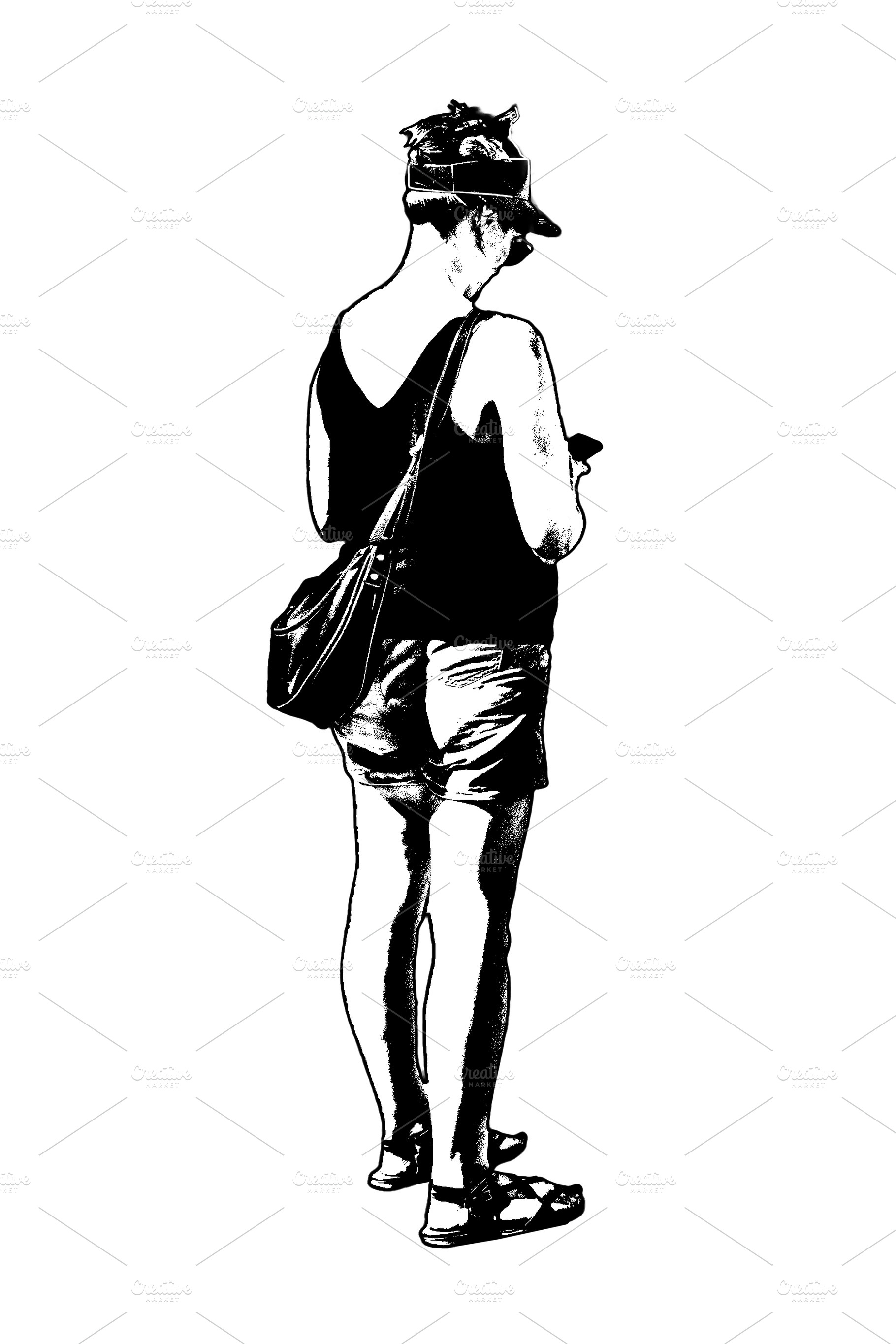 Isolated back view graphic of young adult woman standing, a Person Photo by DanFLCreativo