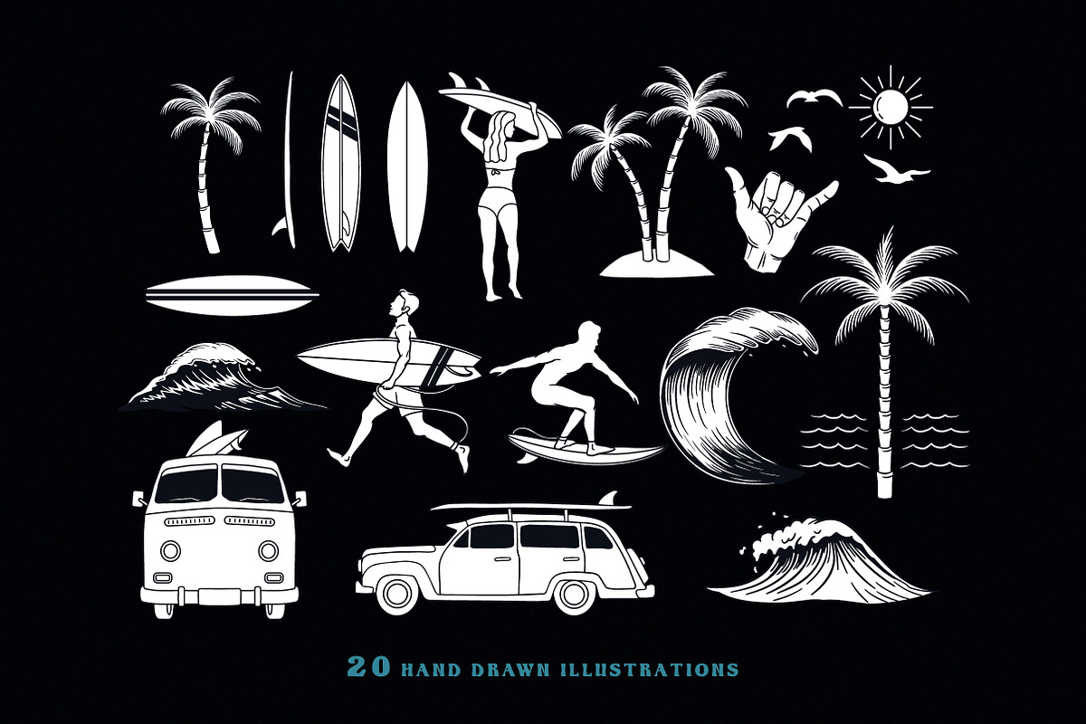 Surfing vector objects, an Illustration by cd-design.co