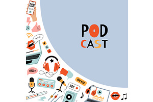 Podcast tools. decorative corner, a Technology Illustration by Onyx