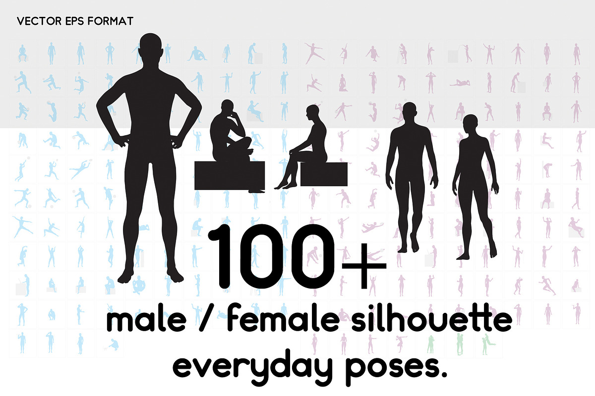 100+ male / female silhouette poses, a Sport Illustration by Nick Novell (Photo 1 of 5)