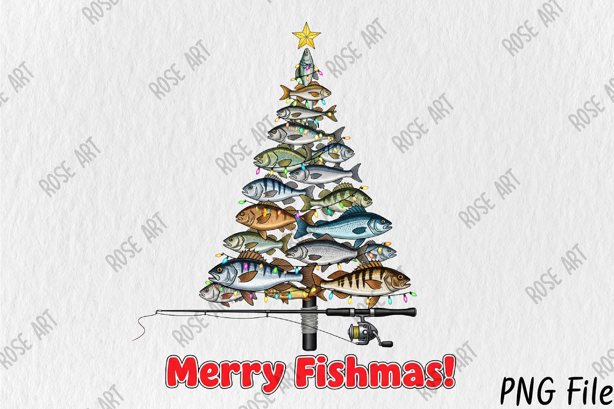 Funny Fishing Christmas Tree Png, a Seasonal Illustration by Rose Art (Photo 1 of 4)