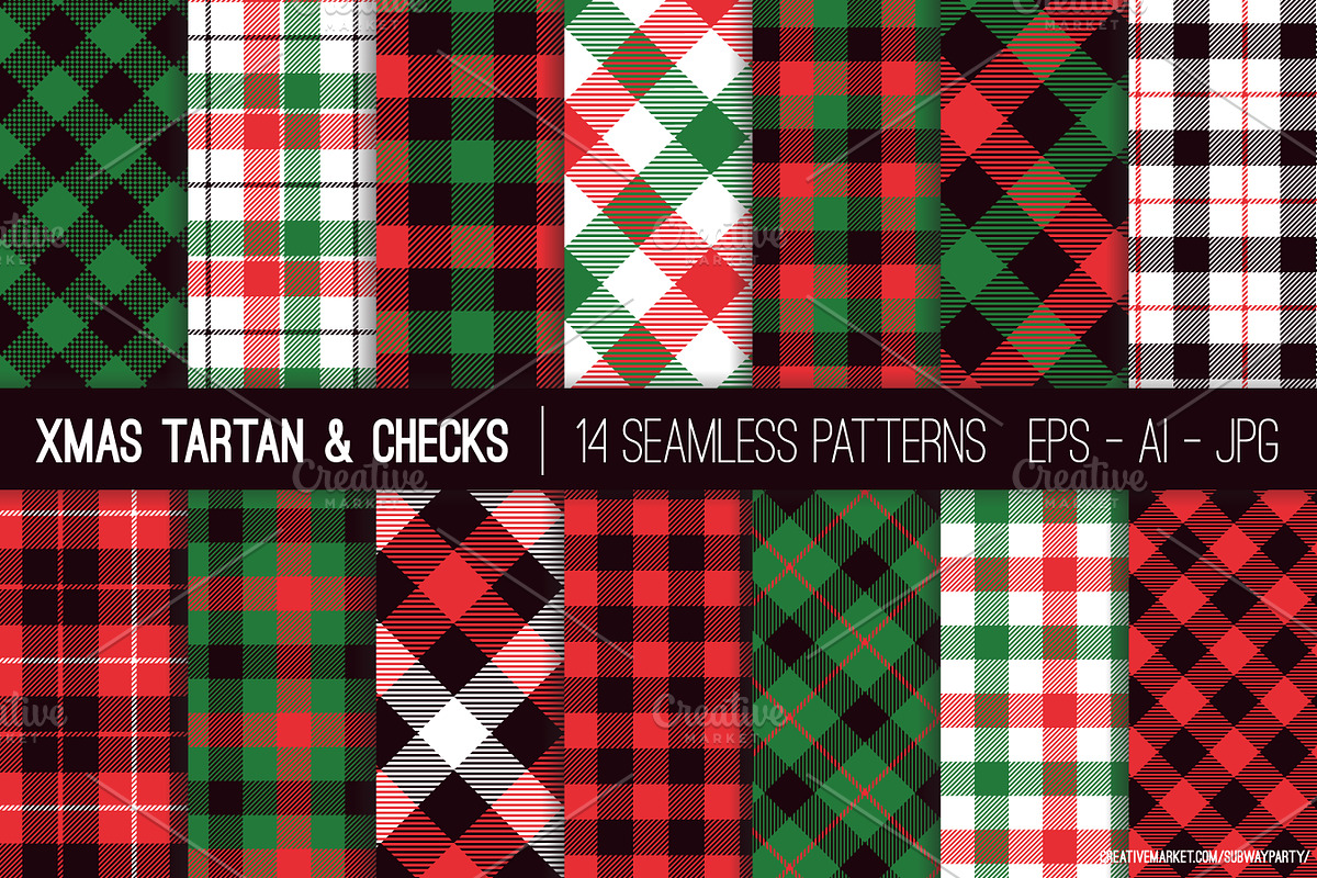 Vector Xmas Tartan & Checks, a Pattern Graphic by SubwayParty (Photo 1 of 4)