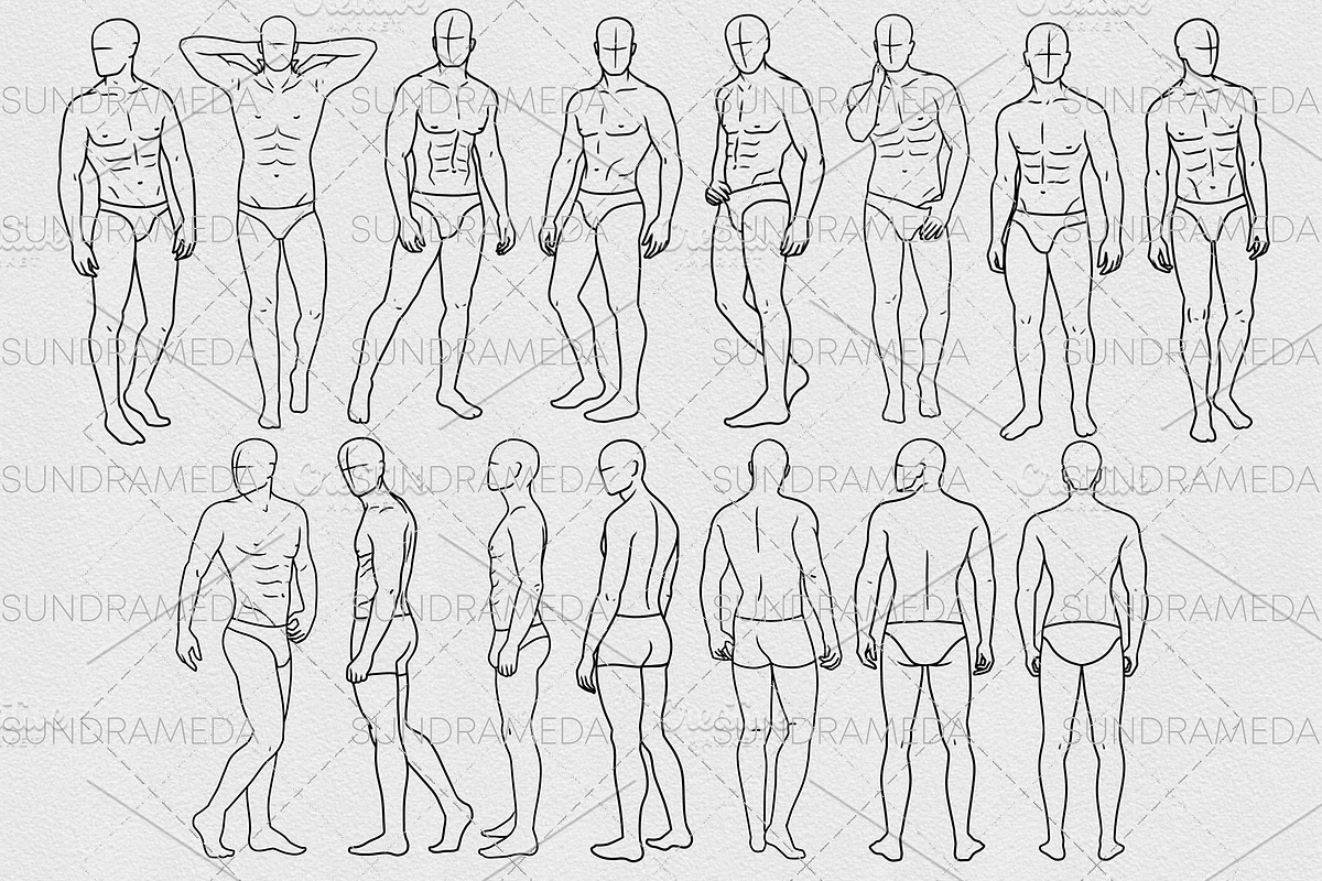 Male Body Stamp Brushes Procreate, a Brush Add-On by sundrameda (Photo 3 of 8)