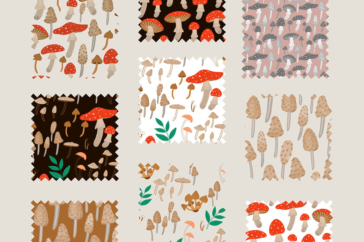 Mushroom pattern collection, a Pattern Graphic by Alona Savchuk (Photo 4 of 7)