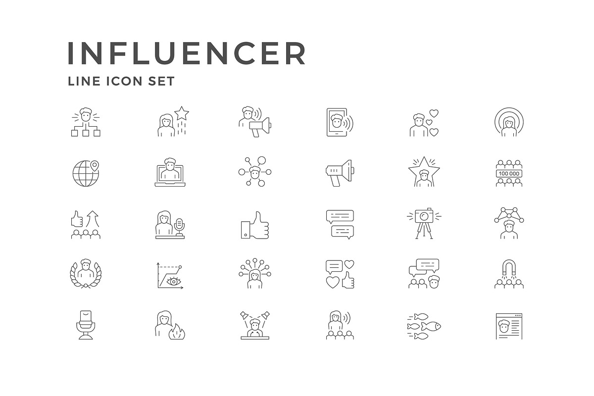 Set line icons of influencer, an Outline Icon by motorama (Photo 2 of 2)