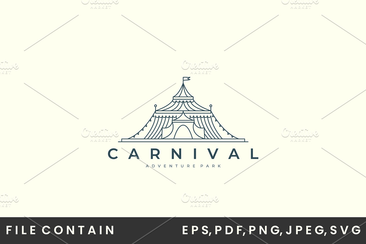 circus tent line art logo vector, a Branding & Logo Template by SD 22
