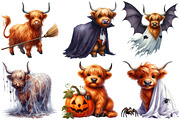 Halloween Highland Cow Ghost Clipart, an Illustration by Pixels.Craft (Thumbnail 2 of 3)