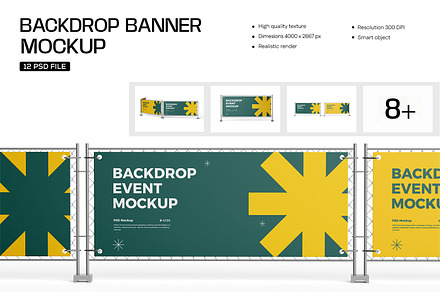 Advertising Mesh Fence Banner Mockup, an Advertising Mockup by Ram Studio
