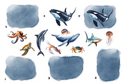 Underwater world watercolor collecti, an Animal Illustration by IrynaPanashii (Thumbnail 4 of 16)