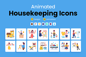 Animated Housekeeping Icons, a Duotone Icon by Prosymbols