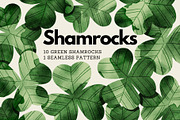 10 Shamrocks and a Seamless Pattern, an Object Illustration by Helga Wigandt (Thumbnail 1 of 6)