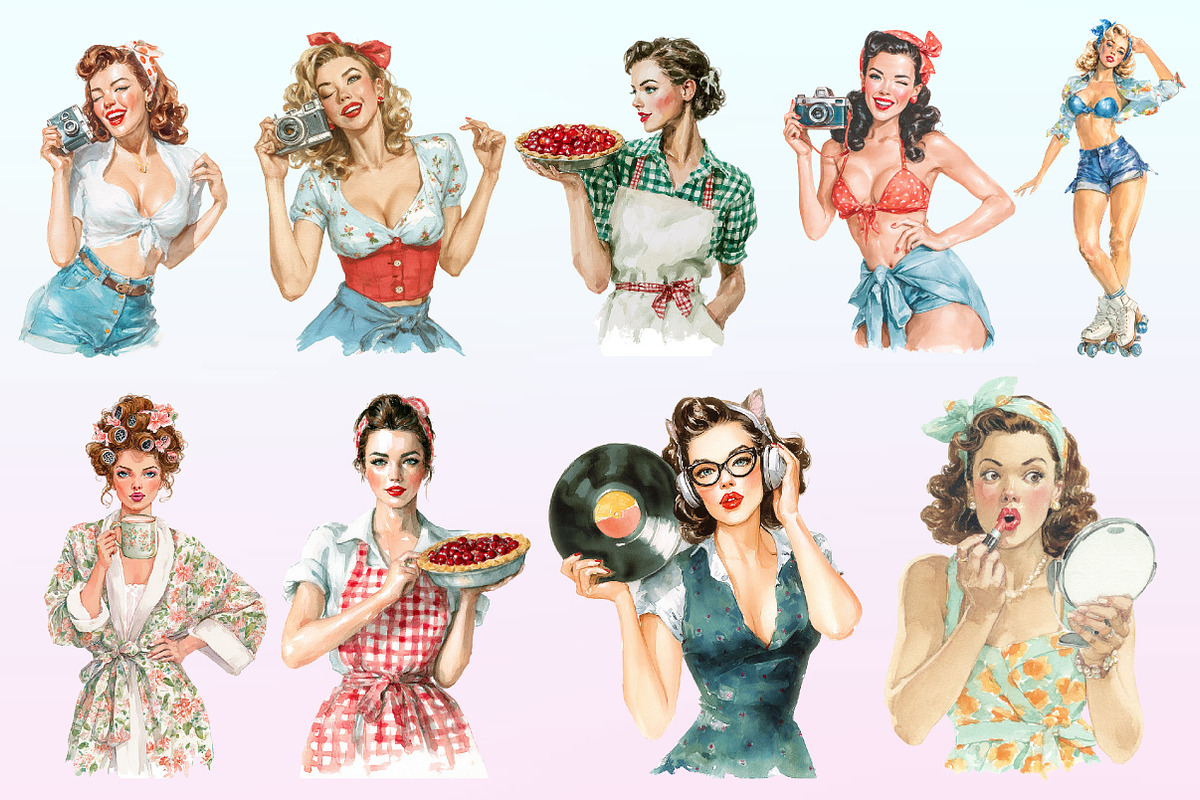 Retro Pin Up Girl PNGs,, a Graphic by CitraGraphics (Photo 3 of 4)