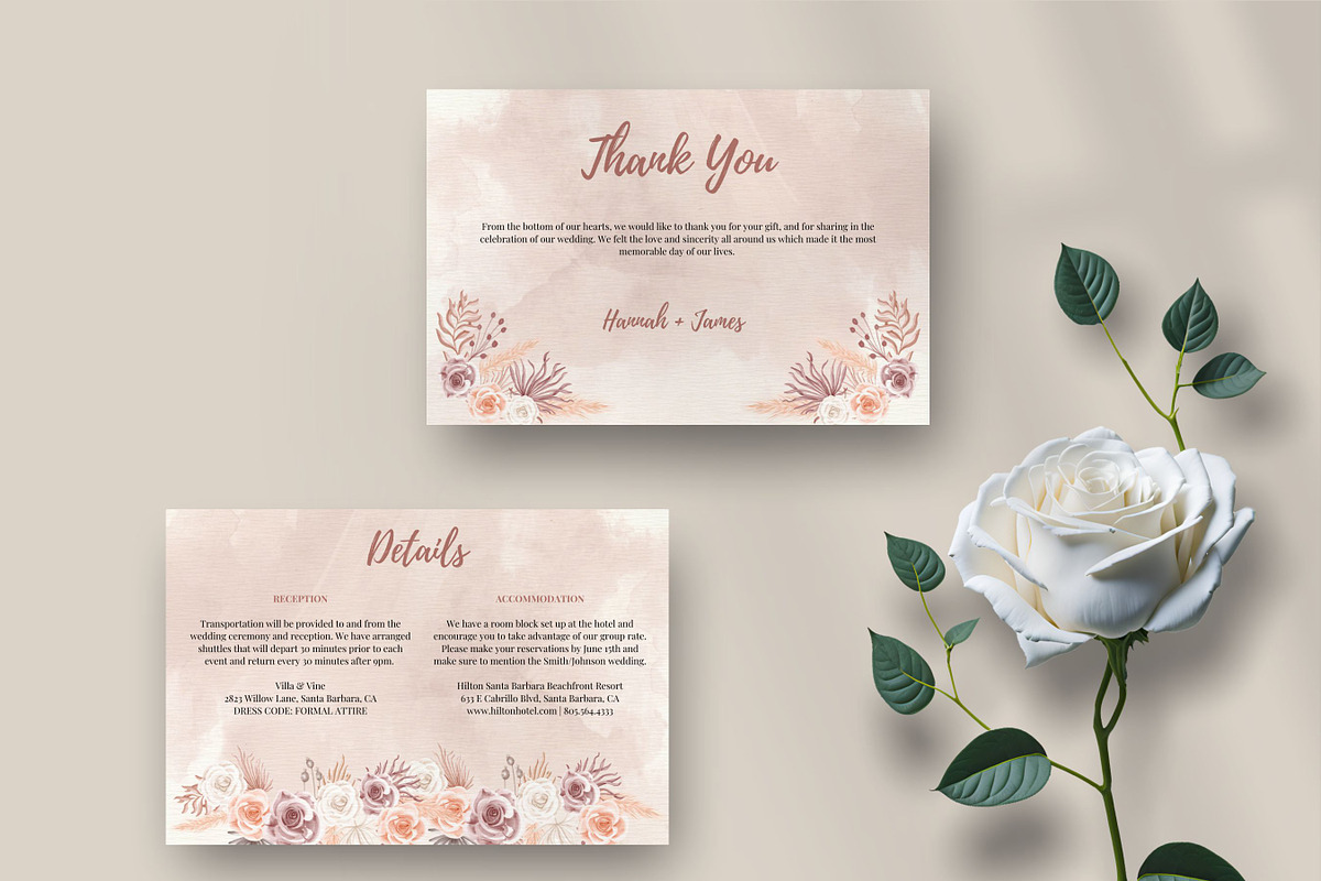 Boho Wedding invitation Set Canva, an Invitation Template by Aks-Designs (Photo 4 of 6)