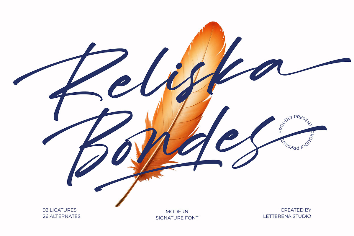 Reliska Bondes Modern Signature Font, a Script Font by Letterena Studios Script (Photo 1 of 20)