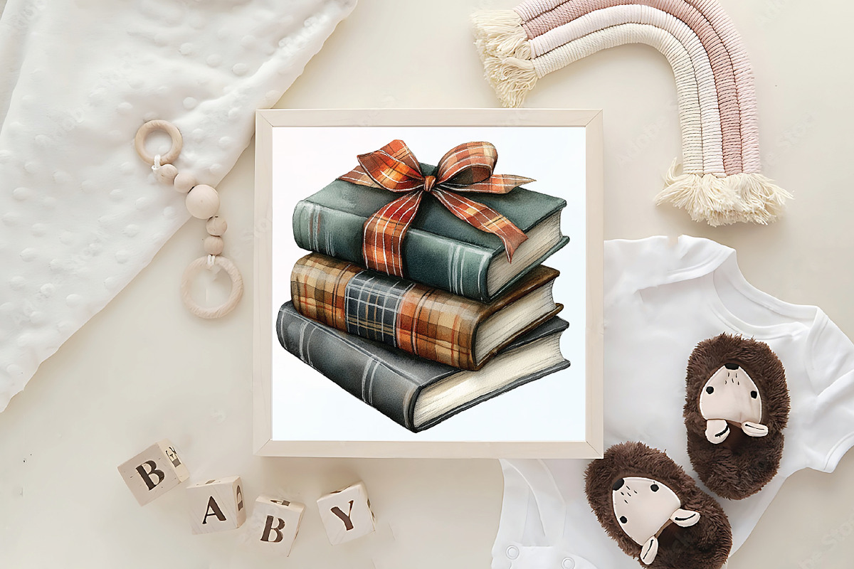 Autumn Bow Book Stack Clipart, an Illustration by CraftArtStudio (Photo 6 of 6)