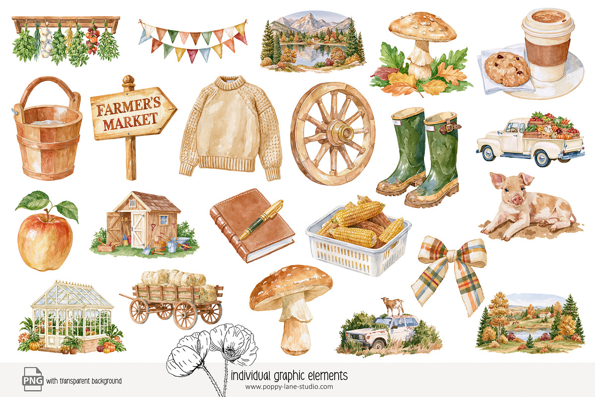 125 farmer's market clip art, a Food Illustration by Poppy Lane Studio (Photo 5 of 10)