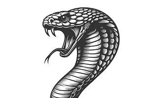 Hissing Cobra Snake Tattoo Vector