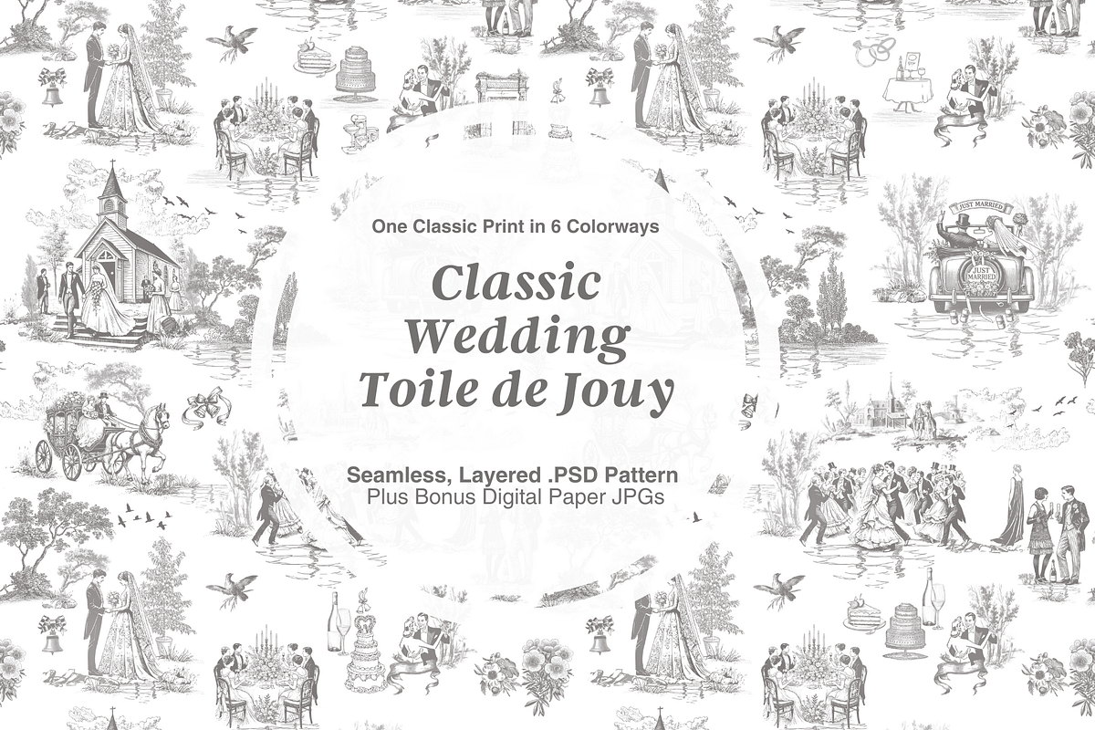 Classic Wedding Toile de Jouy Print, a Background Graphic by Hughes Studio (Photo 1 of 6)