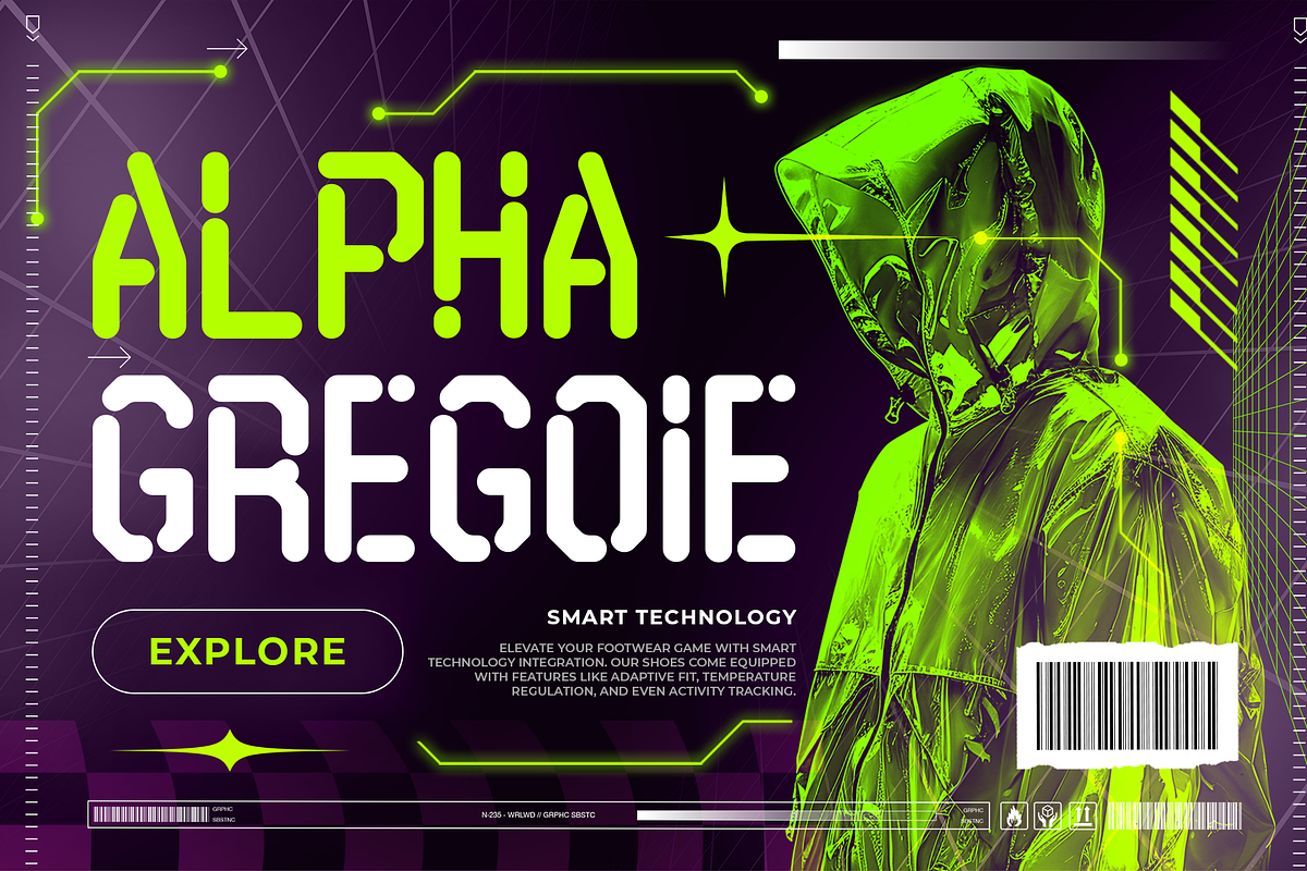 Town Hack - Futuristic Display Font, a Sans Serif Font by Kincrev Studio (Photo 2 of 10)