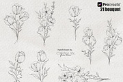 FineLine Floral Stamps for Procreate, a Brush Add-On by CaraulanStore (Thumbnail 5 of 9)
