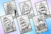 Vintage Ship Coloring Pages, an Illustration by Catchy Ideaz (Thumbnail 2 of 3)