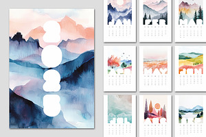 A3 Watercolor Calendar 2025 Design, a Print Template by McLittle Stock