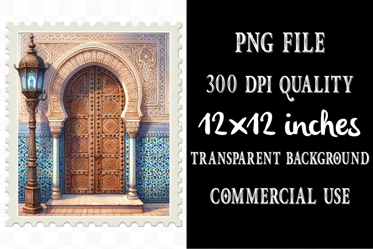 Watercolor Travel Postage Stamp PNG, an Illustration by Designking (Photo 4 of 4)