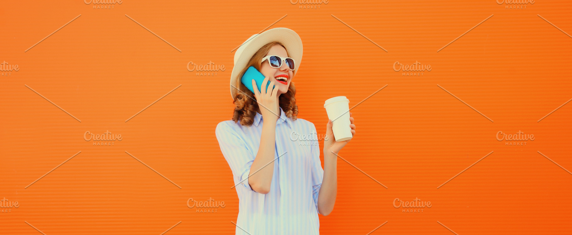 Happy woman calling on smartphone, a Person Photo by Rohappy